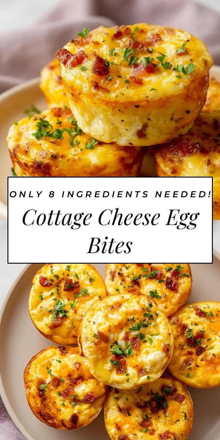 Cheesy muffin tin cottage cheese egg bites on a plate