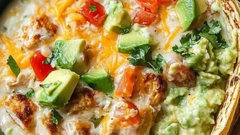 Delicious Chicken Avocado Ranch Burritos with fresh ingredients and ranch dressing.