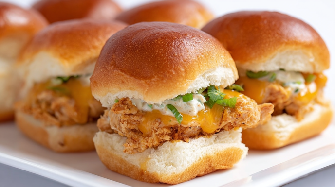 Crack chicken sliders with shredded creamy chicken, melted cheese, and soft slider buns