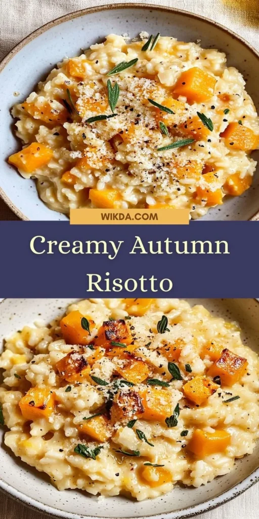 Creamy butternut squash risotto garnished with herbs and cheese