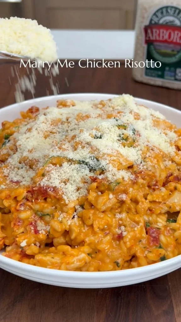 Marry Me Chicken Risotto, a creamy and delicious romantic dinner recipe