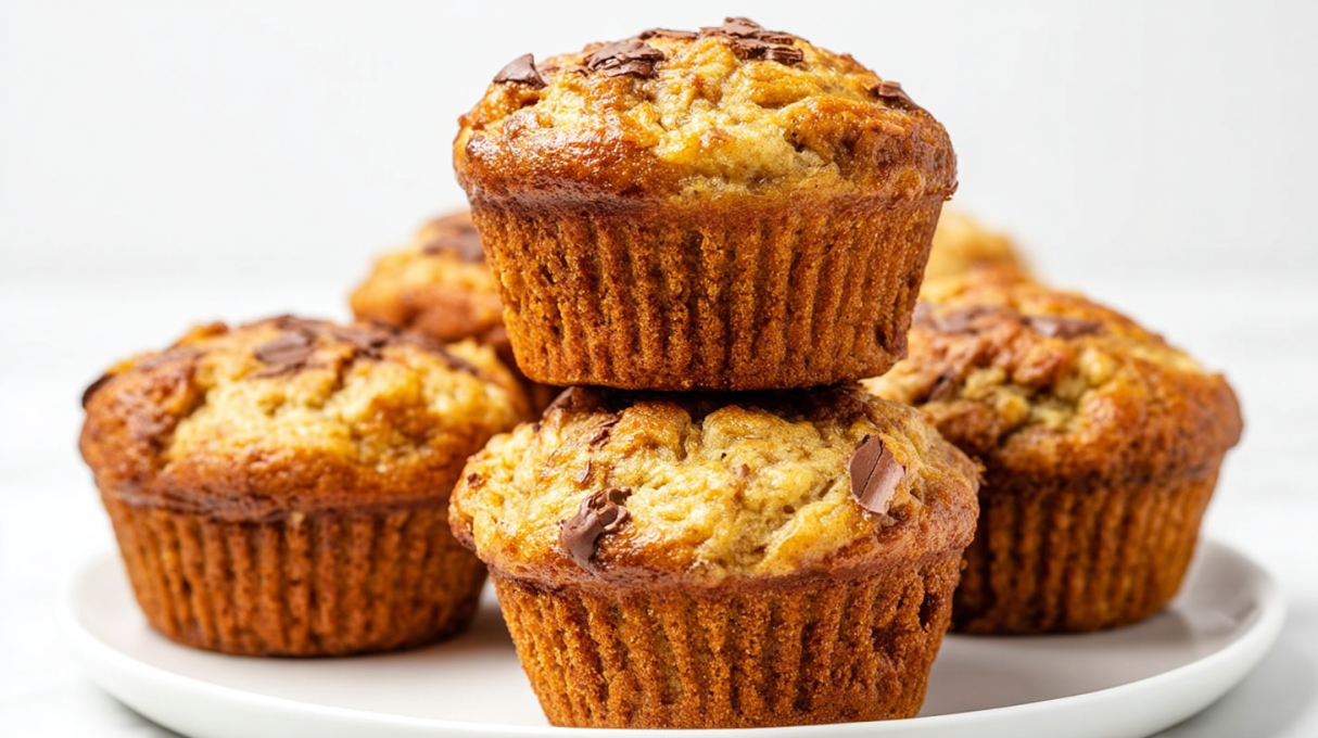 Protein banana muffins made with ripe bananas and protein-rich ingredients baked until soft and golden