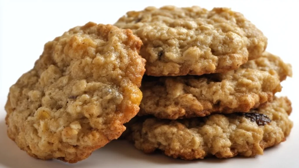 Banana oatmeal raisin cookies with a soft chewy texture and visible oats and raisins