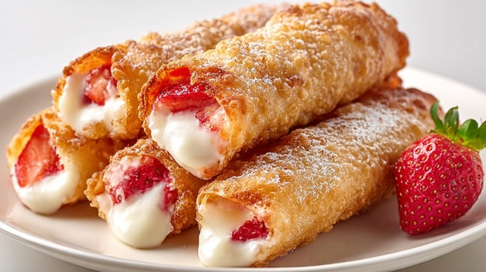 Cheese Strawberry Egg Rolls recipe