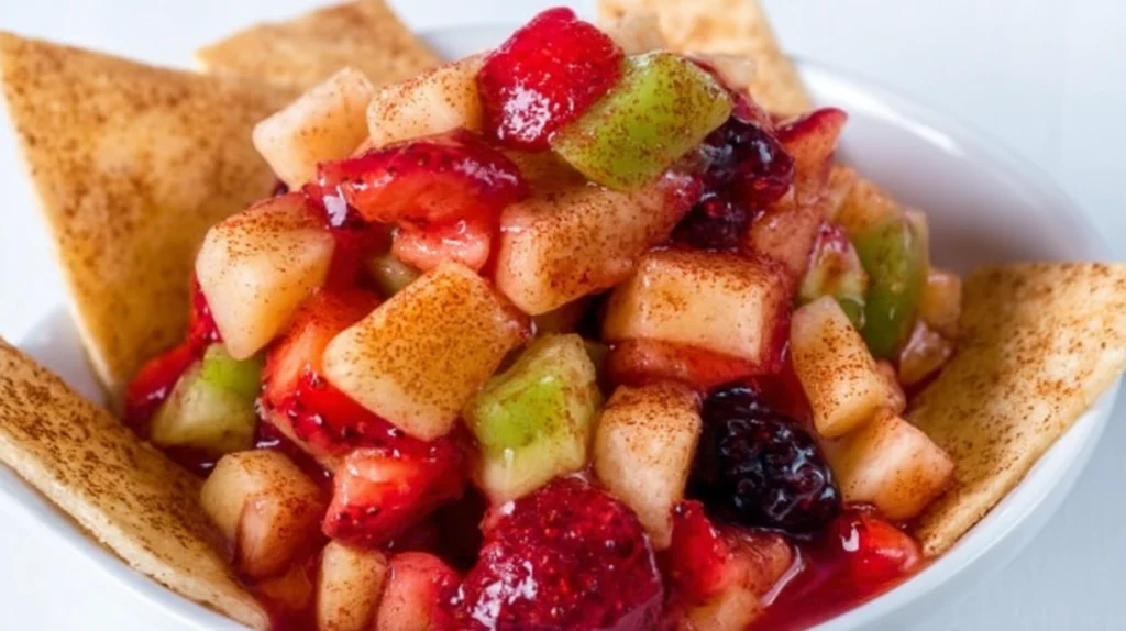 Fruit Salsa with Cinnamon Sugar Tortilla Chips recipe