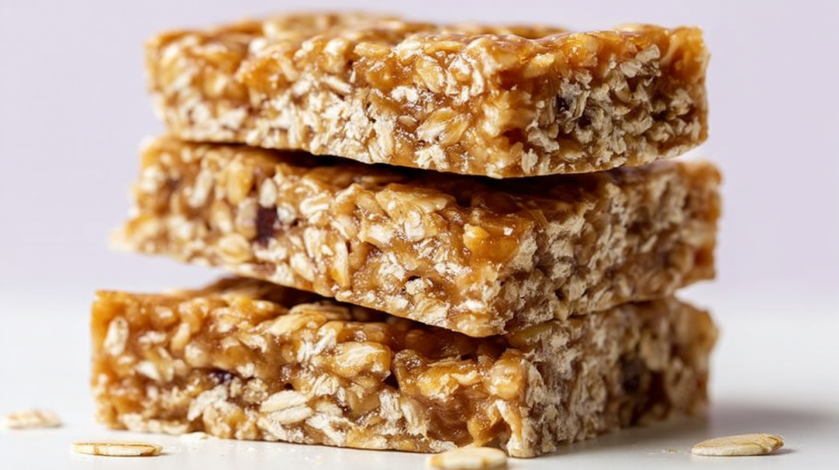No bake oatmeal bars layered with oats, chocolate, and a soft chewy filling