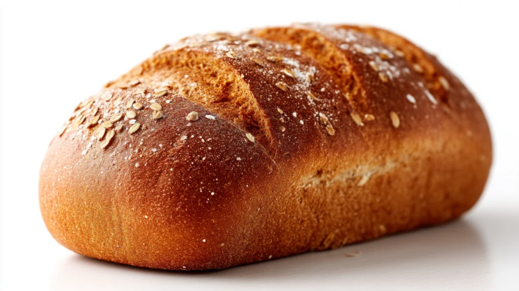 Sourdough molasses bread loaf with a dark rich crust and soft moist interior