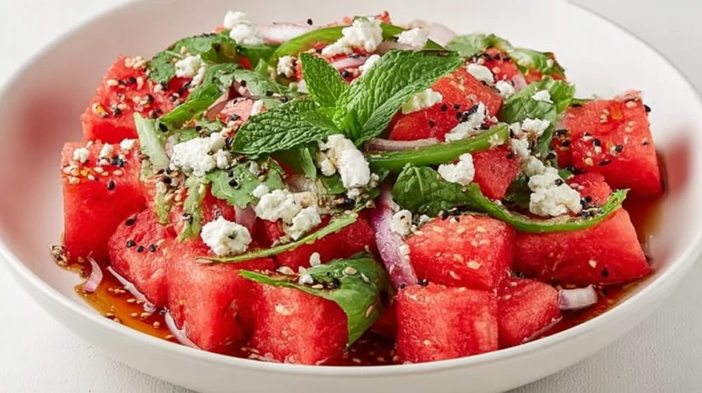 Spicy Watermelon Salad with Hot Honey