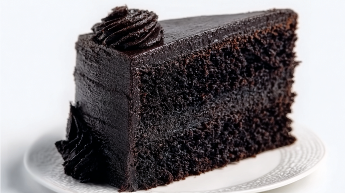 Black velvet cake with rich dark chocolate layers and smooth creamy frosting