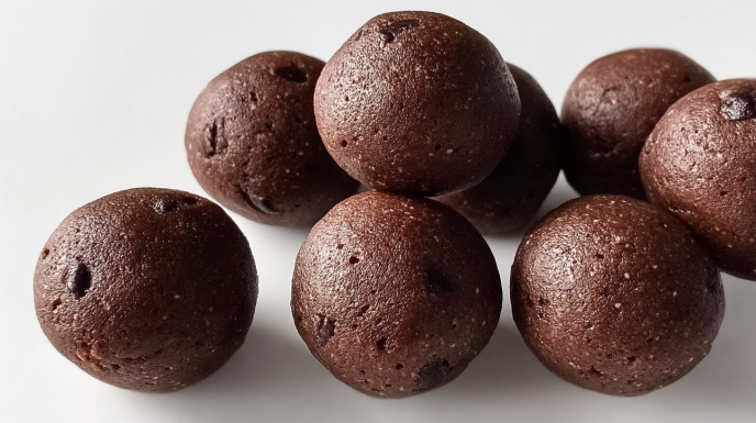 No bake chocolate sunbutter bites coated in chocolate with a soft creamy center