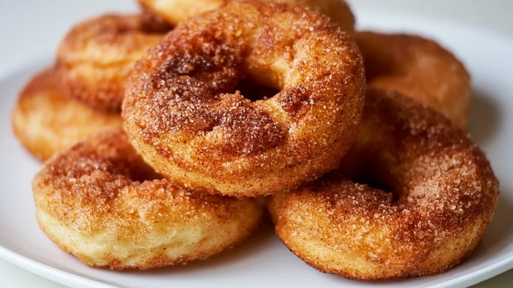 Air fryer cinnamon apple rings cooked until tender with caramelized edges and coated in a sweet cinnamon sugar blend.