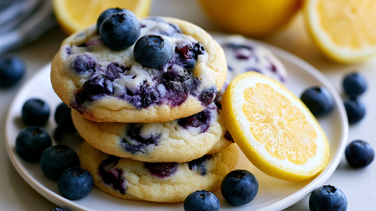Blueberry lemon cookies baked until golden, filled with juicy blueberries and bright lemon zest.