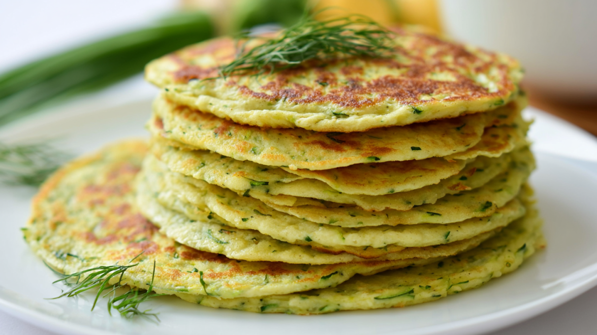 Keto zucchini tortillas cooked until golden and flexible, stacked and ready for wraps, tacos, or sandwiches.