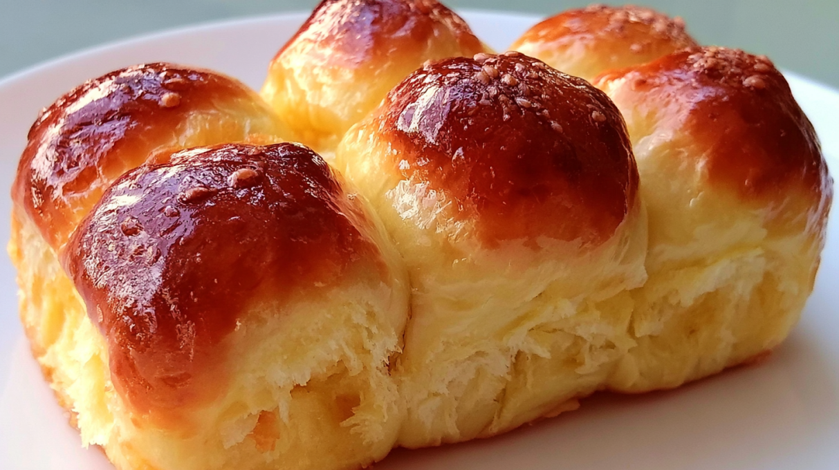Milk brioche loaf baked until golden brown with a soft, fluffy interior and a glossy buttery crust.