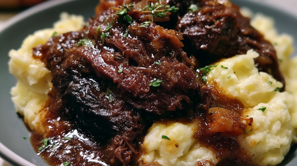 Crockpot beef chuck roast slow-cooked until fork-tender with carrots, potatoes, onions, and a rich savory gravy.