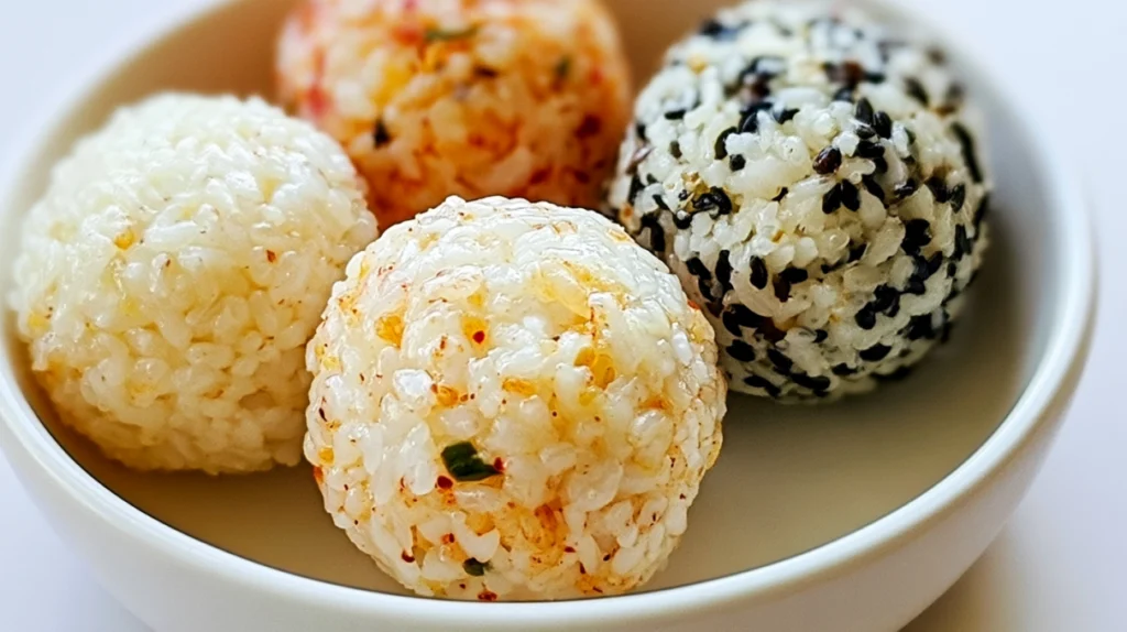 Korean rice balls made with seasoned rice, savory fillings, and wrapped in roasted seaweed, served on a plate.