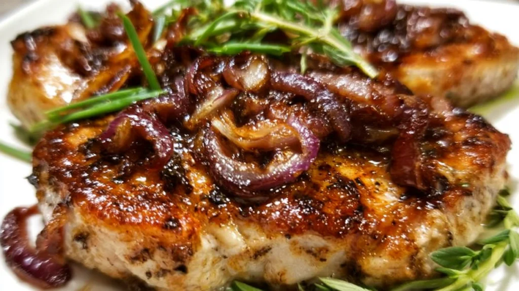 Pork Chops with Balsamic Caramelized Onions