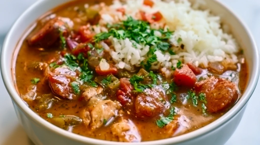Slow Cooker Chicken and Sausage Gumbo